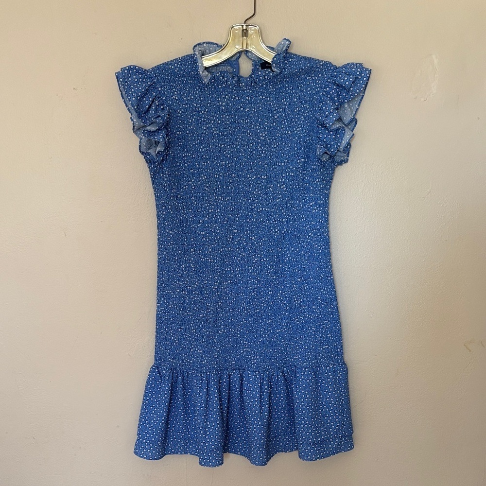 French Connection Blue Dress with Ruffle Details